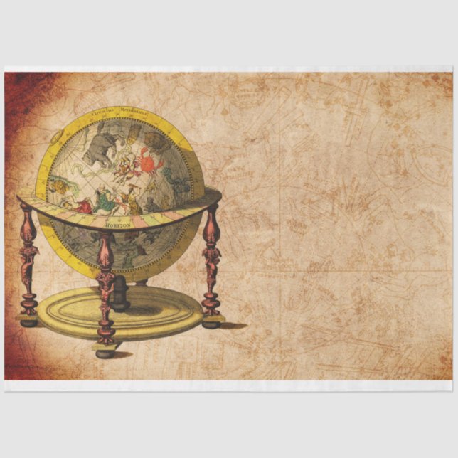 Globe Map Vintage 20x30 Decoupage Tissue Paper (Front)