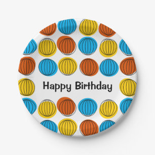 Globe Multi Happy Birthday paper plate round