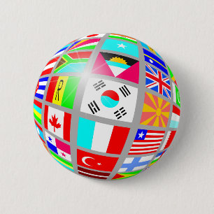 Globe of Flags 6 Cm Round Badge