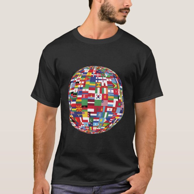 Globe Of Flags World Map Atlas T-Shirt (Front)