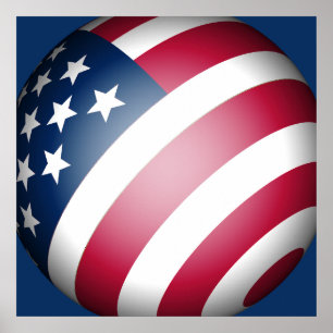 Globe of the United States of America Flag  Poster