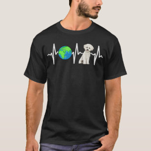 Globe Planet Earth Bichons Frise Heartbeat Dog Lov T-Shirt