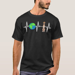 Globe Planet Earth Saluki Heartbeat Dog Lover T-Shirt