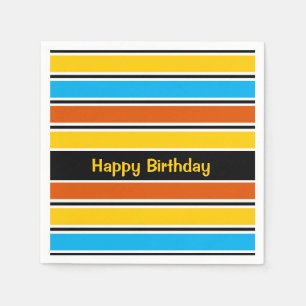 Globe Stripe Classic Birthday paper napkin