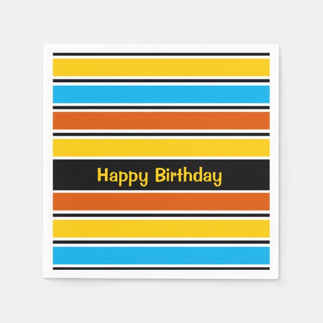 Globe Stripe Classic Birthday paper napkin (Front)
