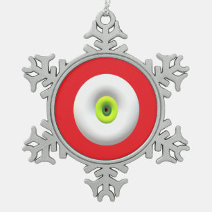 globe styled graphics red green white very modern snowflake pewter christmas ornament