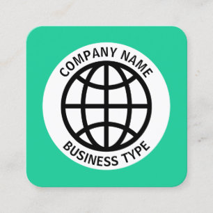 Globe Symbol - Green #19CD99 Square Business Card
