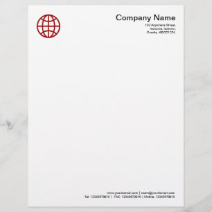Globe Symbol - Ruby Red Letterhead Template