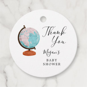 Globe Travel Theme Baby Shower Favour Tags