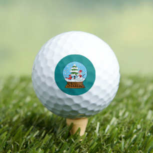 Globe w Cardinal Snowman & Pine Tree   Personalise Golf Balls