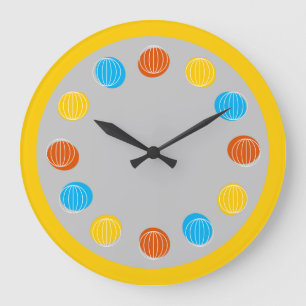 Globe White yellow round large clock
