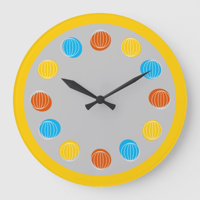 Globe White yellow round large clock (Front)