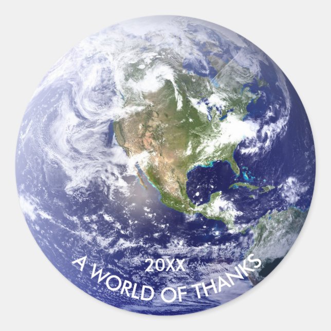 Globe World of Thanks - Circle Sticker (Front)