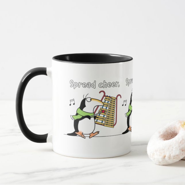 GLOCKENSPIEL PENGUIN "Spread Cheer" Sandra Boynton Mug (With Donut)