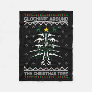 Glocking Around The Christmas Tree Ugly Christmas  Fleece Blanket