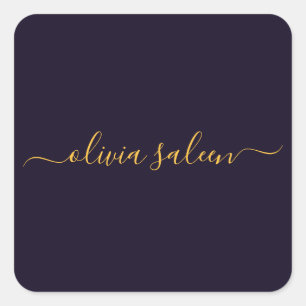 Gloden black personalised square sticker