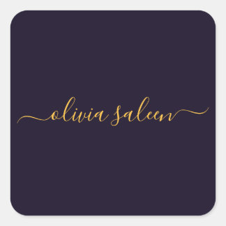 Gloden black  personalised  square sticker