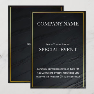 Gloden Frame Black Corporate Party Invitation Card
