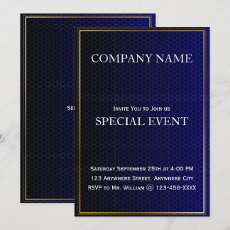 Gloden Frame Blue Corporate Party Invitation Card