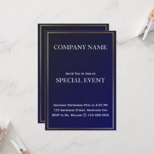 Gloden Frame Blue Corporate Party Invitation Card