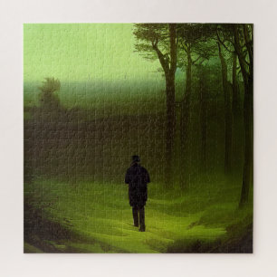 Gloomy Green Forest Painting Jigsaw Puzzle
