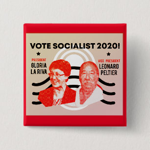 Gloria La Riva / Leonard Peltier 2020 15 Cm Square Badge