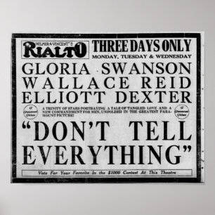 Gloria Swanson, Advertisement, Movie, 1921 Vintage Poster