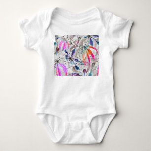 Gloriosa Lily Flowers: Elegant Watercolor Baby Bodysuit