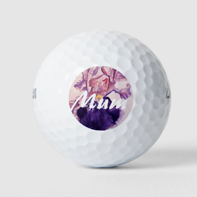 Glorioues Purple Iris Watercolor Painting Golf Balls (Front)