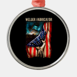 Glorious American Welder Fabricator Flag US Metal Tree Decoration