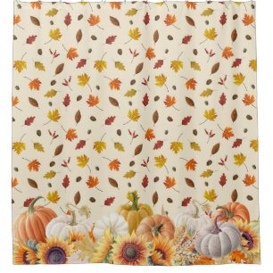 Glorious Autumn Fall Pumpkin Sunflower Shower Curtain