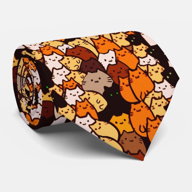 Glorious cats pattern .. Kawaii doodle art Tie (Rolled)