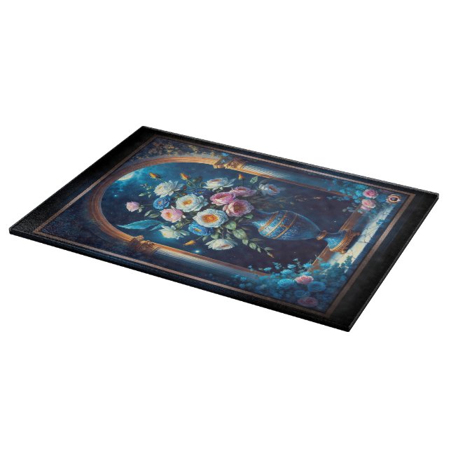Glorious Floral Bouquet Under A Moonlit Sky Cutting Board (Corner)