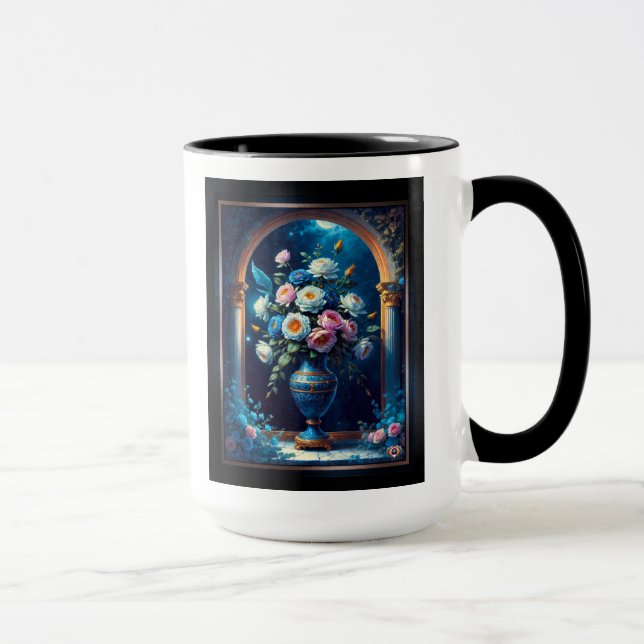 Glorious Floral Bouquet Under A Moonlit Sky Mug (Right)
