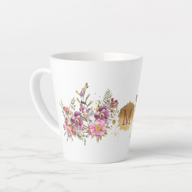 Glorious Flower Garland  Personalised  Latte Mug (Left Angle)