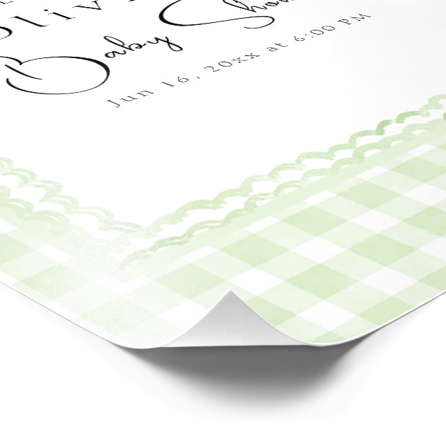 Glorious Gingham Baby Shower Welcome Poster (Corner)