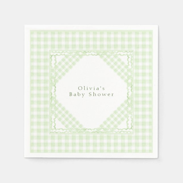 Glorious Green Gingham Napkin (Front)