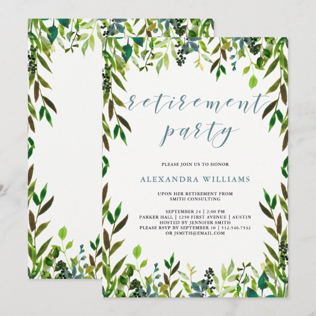 Glorious Greenery | Retirement Party Invitation (Front/Back)