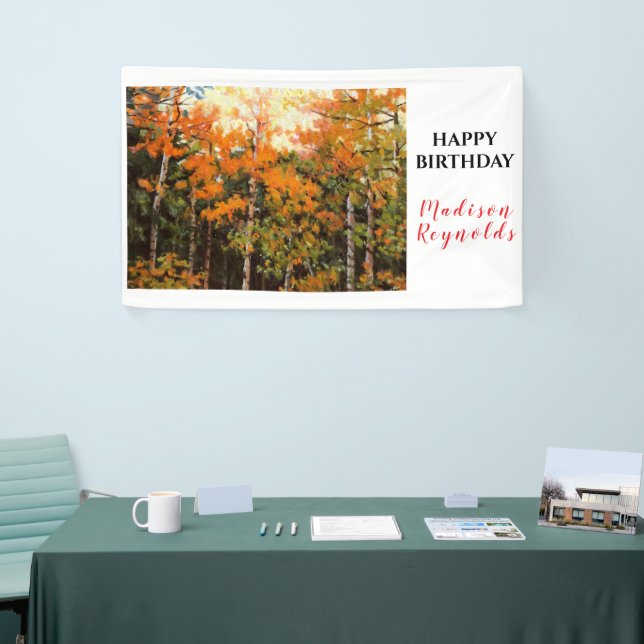 Glorious Orange Yellow Green Aspens Birthday Banner (Tradeshow)