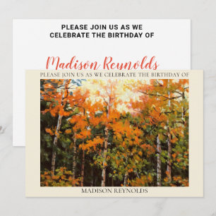 Glorious Orange Yellow Green Aspens Birthday Invitation