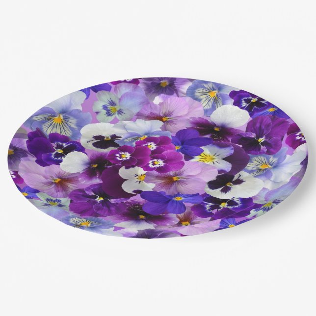 Glorious Pansies Paper Plate (Angled)
