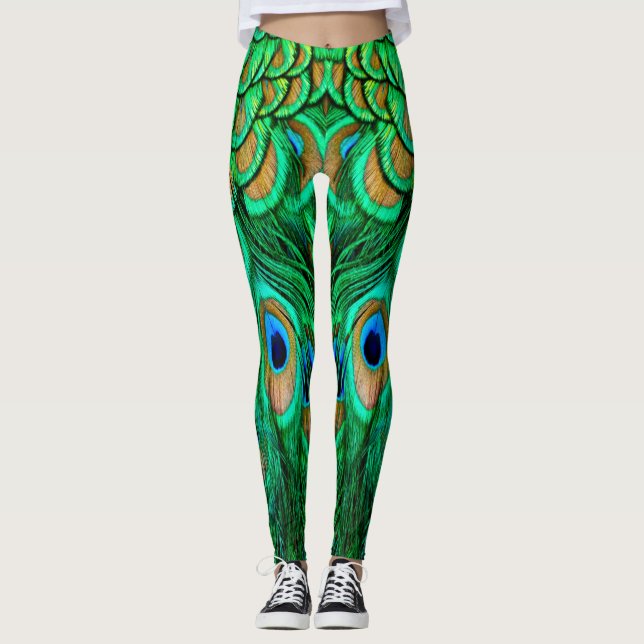 Glorious Peacock Feathers Leggings (Front)