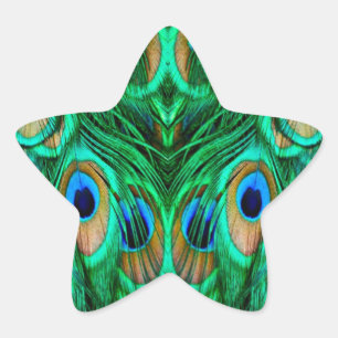 Glorious Peacock Feathers Star Sticker