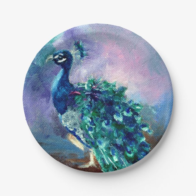 Glorious Peacock II Paper Plate (Front)