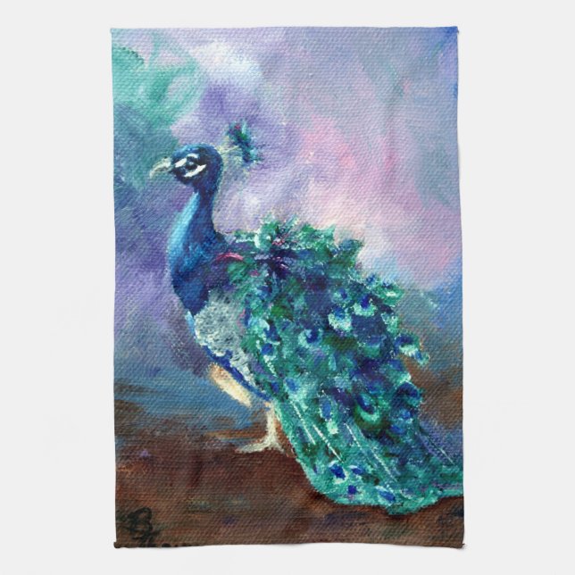 Glorious Peacock II Tea Towel (Vertical)