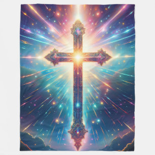 Glorious Shining Cross Fleece Blanket