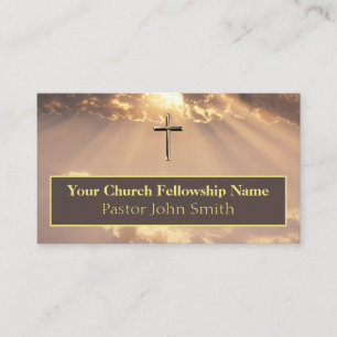 Glorious Sunrise Gold Cross Church Business Cards