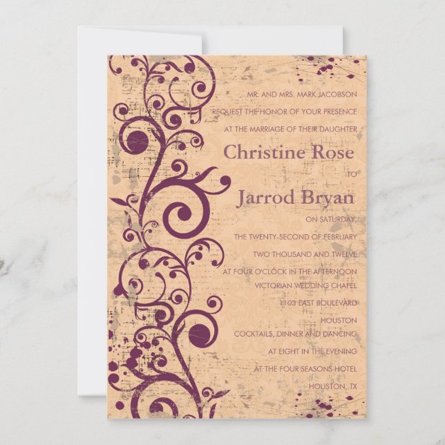 Glorious Vintage-wedding invitation (Front)