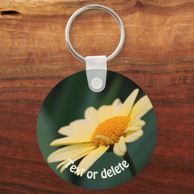 Glorious Yellow Daisy Flower Personalised Key Ring (Front)