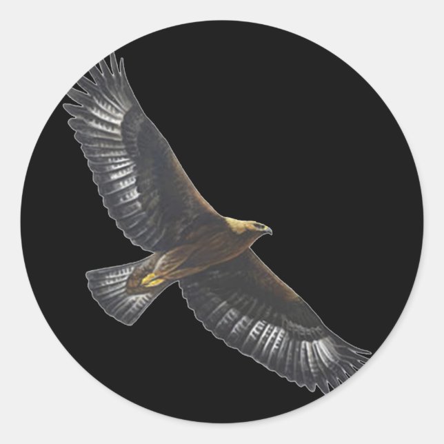 Glorius Golden Eagle Soaring Classic Round Sticker (Front)
